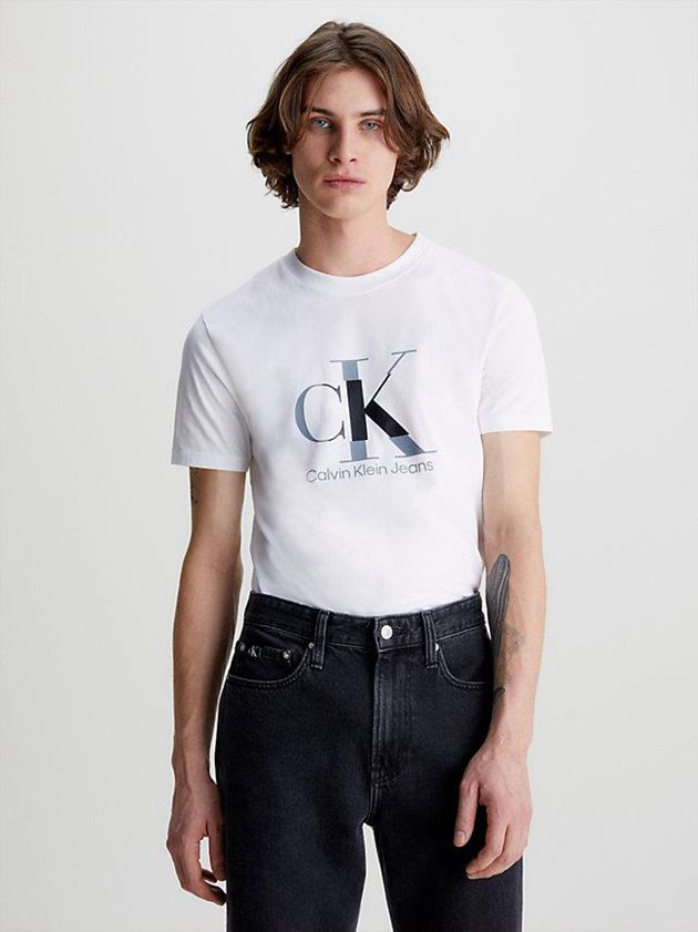 Calvin Klein USA Slim Monogram Mens T-Shirt White 9364187-RD